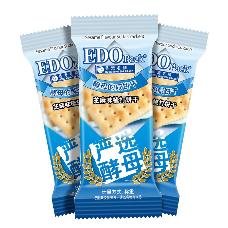 (特)EDO pack 饼干 零食早餐 家庭装 芝麻味酵母梳打饼干 300g/袋 - 娱丝儿