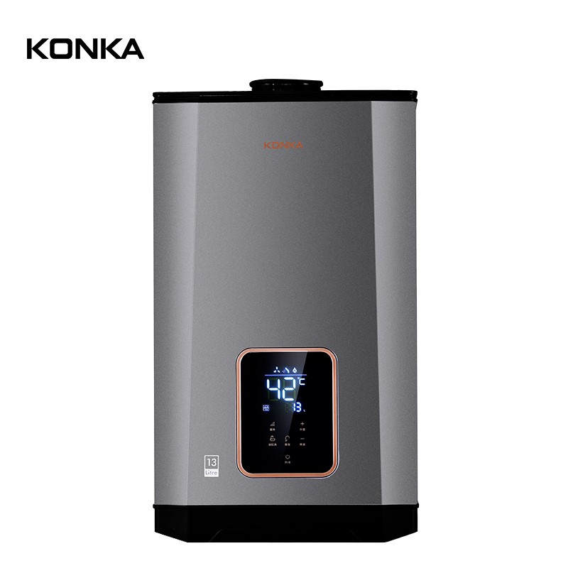 康佳konka智能恒温控制燃气热水器13升静音恒温浴黑色